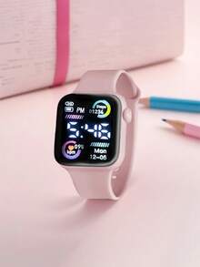 6/1pc Fashionable & Cute Teenage Digital LED Screen Watch & Jewelry Set, Necklace, Bracelet, Earrings, Ring, Gift For Friends, Suitable For Gatherings, Festivals, Parties, Valentine's Day, Christmas, Thanksgiving, Gift For Mom