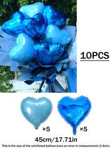 10 pièces Ballons en forme de cœur en feuille d'aluminium de 18 pouces, rouge, bleu, magenta, rose. Bouquet de ballons en forme de cœur DIY, convient pour les fêtes d'anniversaire, les demandes en mariage, les anniversaires, la décoration de la Saint-Valentin - Multicolore - Voir 13