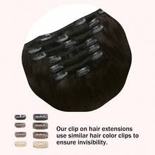 #1B Natural Black Clip-In Hair Extensions, 100% Human Hair, 7pcs Set, Seamless Clip-In, Remy Human Hair - S1B - View 5