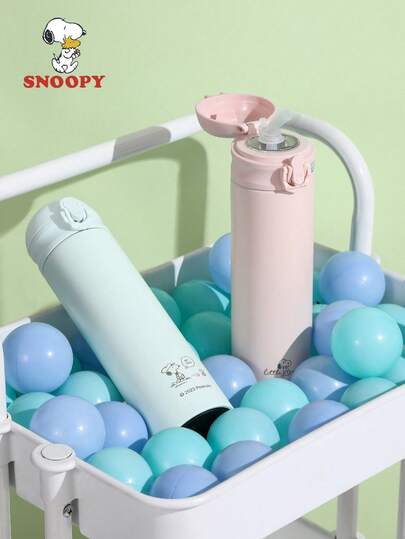  1pc Snoopy 500ml Stainless Steel Vacuum Insulated Tumbler With Straw, Large Capacity, Minimalist Design, Suitable For Outdoor, Car, Simple & Portable Water Bottle