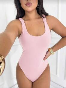Kit 3 Basic Bodysuits With Thick Straps And Elastic With Discreet Neckline, Shapewear, Versatile Casual Fashion, Casual, Gringa Blogger - 黃色-藍色-粉紅色 - 查看 3