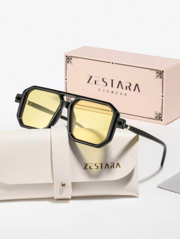 1 Pair Women's Plastic Frame Square Vacation Style Casual Intellectual Retro Chic Fashion Fashion Glasses, Suitable For Art Exhibitions, Island Vacations, Beach, And Sunbathing