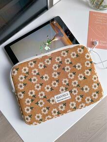 1PC Korean Ins Retro Corduroy Small Flowers Compatible With IPad Tablet Bag, 11/13/15 Inch Laptop Storage Bag, Shock And Drop Resistant Laptop Bag Laptop Case Laptop Sleeve Laptop Cover For Women Travel Essentials - Multicolor - View 15