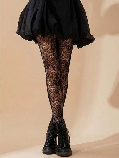 1 para damskich czarnych, kwiatowych, przezroczystych rajstop z siateczki – 100% oddychające, delikatne skarpetki na nogi, delikatne zakrycie stóp, wielofunkcyjna sukienka/spodenki, damskie przezroczyste pończochy, rajstopy damskie