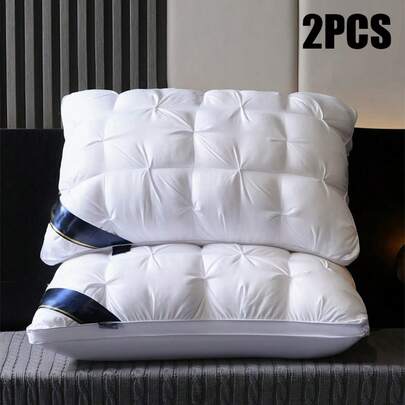 2 Piece Pillow Set Queen , Bed Soft Support Queen Pillow 2 Piece Pillow Set , Hotel Collection Standard/Queen Bed Pillow Set Set Of 2 Down Alternative Bedding For Supine, Stomach Or Side Sleepers Luxury Hotel Comfort Pillow Holiday Gift (White)