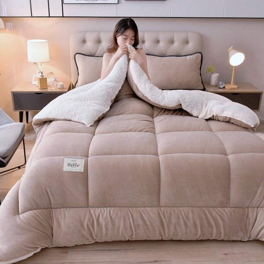 Luxurious Thick Winter Comforter - Ultra-Soft Microfiber Filled, Quilted Solid Color Duvet For All Seasons, Machine Washable - Perfect For Bedroom, Hotel & Guest Room (Pillowcase Not Included) - Camel - View 1