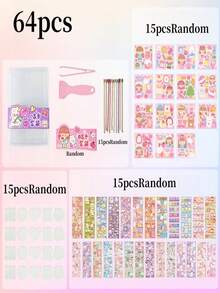 44/64/84pcs Cartoon Creative Boxed Guka Sticker Set, Guka Girl Notebook Sticker Full Set, Ideal DIY Gift For Christmas, Mother's Day - Multicolor - View 8