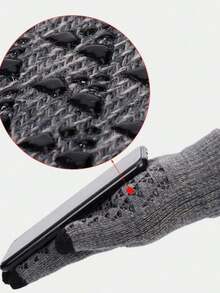 一双男女通用针织手套，保暖内衬，支持触屏操作，厚实防风，秋冬季骑行必备 - 彩色 - 查看 3