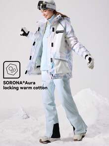 VECTOR MOTION Hiber 直筒滑雪裤，男女通用，带衬垫，弹力十足，经久耐用，透气性好，适用于单板/双板滑雪冬季运动 - 薄荷藍 - 查看 4