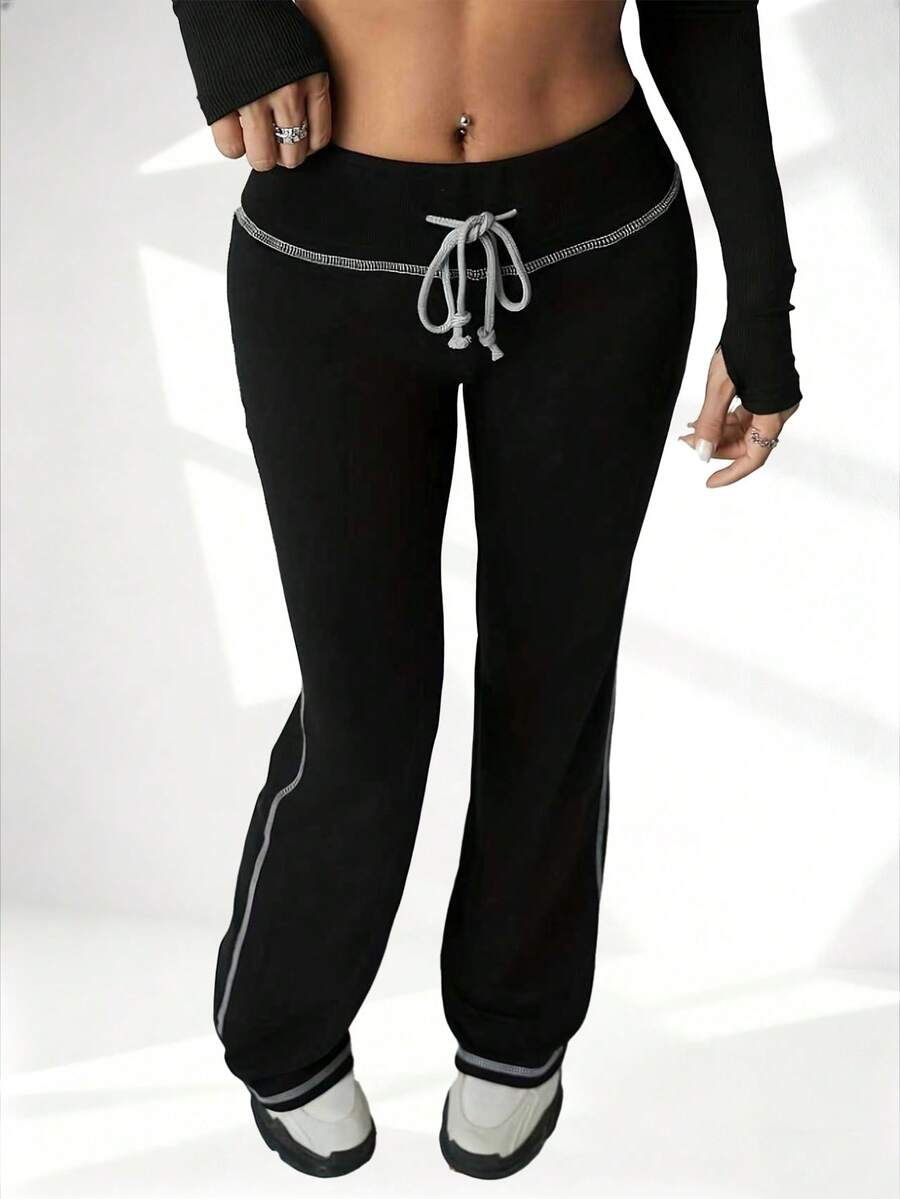 Pantalones acampanados de cintura alta con forro térmico, pantalones acampanados suaves y estilizadores, leggings gruesos de unicolor con control de barriga, pantalones anchos de yoga, entrenamiento y running de gran elasticidad, pantalones ceñidos casuales y cómodos, mallas deportivas para mujer - Negro - Ver 1