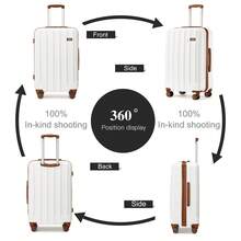 Cabin Luggage Carry On Suitcase 19 24 28 Inch ABS Hardshell TSA Lock 360 Spinner Wheels Lightweight 3 Piece Set Hand Check In Travel Unisex Sizes - Milky - View 3