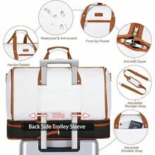 Garment Duffle Bag Travel - Convertible Carry On Garments Duffel Bags Travel Bag Women Men Large Weekender Bag With Shoes Compartment 3 In 1 Hanging Clothes Suit Dress Bag 3pcs Set - B01-Trắng và đen - Xem 6