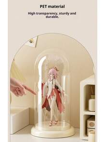 1 pezzo Secchio portaoggetti per bambole, Custodia da scrivania trasparente anti-polvere per esporre statuine, Decorazione per ufficio