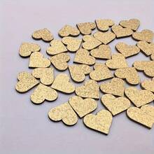 These Small Wooden Hearts, Handmade With Gold And Silver Glitter, Feature A Textured Gold Glitter Heart Shape, Perfect For Adding A Touch Of Luxury And Elegance To Weddings, Anniversaries, Bridal Showers, Or Any High-End Event. - Multicolor - View 1