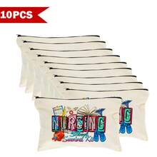1 Peça / 5 Peças / 10 Peças Bolsa de Lona com Tema de Enfermeira, Bolsa com Zíper, Bolsa de Kit de Sobrevivência, Bolsa Medicinal, Impressão de Padrão de Letra/Flor/Onça/Coração/Arco-íris, Bolsa Divertida para Maquiagem, Bolsa de Toucador Portátil para Viagem, Organizador de Maquiagem, Bolsa Cosmética, Bolsa de Higiene, Coleção de Banheiro, Coleção de Quarto, Grande Capacidade