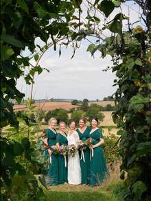 褶邊緊身上衣緞帶腰雪紡伴娘連衣裙 - 綠色 - 查看 8