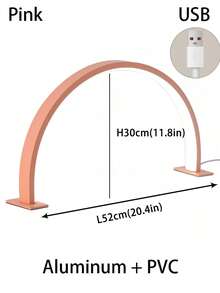1pc 14.1"/20.4" White/Pink Crescent-Shaped Nail Lamp, USB Button Plug Desk Lamp, Suitable For Commercial Nail Lighting, Vanity, Craft Table, Nightstand, Solid Color White Light - Multicolor - View 13