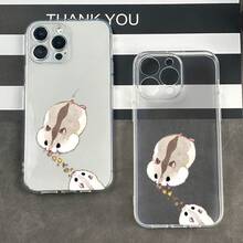 Estuche Transparente con Diseño Adorable de Hámster, Cortes Precisos y Protección Suave Antigolpes para iPhone 16/15/14/13/12/11Plus/Pro Max – Funda Elegante y Creativa Unisex de Alta Calidad - Transparente-729 - Ver 7