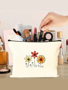 1 Pc Single-Sided Creative & Stylish Storage Makeup Bag With Lucky Season St. Patrick's Day Letter Prints – A Portable Travel Toiletry Storage Bag And A Zipper-Closed Makeup Pouch. It Works As A Birthday Gift, Suitable For Secretaries, Colleagues, Bosses, And Office Ladies, And Also Makes A Great Gift For Occasions Like Birthdays, Christmas, And Thanksgiving, Christmas Gifts, Pouch, Travel, Gifts For Women, Women's Pouch, Clutch / Small Handbag, Makeup Organizer, Pouch, Brush Holder, Mini Pouch, Large Capacity Pouch