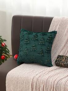 1 Funda de almohada bordada con estrella de árbol de Navidad, bordado de árbol de Navidad para fiesta navideña, funda de almohada bordada por computadora sin relleno de almohada - Multicolor - Ver 2