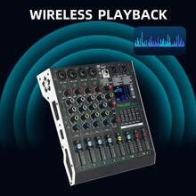 Professional DJ Audio Mixer, 6-Channel Sound Mixing Board With 99 DSP Effects, Wireless, 48V Phantom Power, Vocal Removal, For Live Streaming And Recording - US A Type Plug(110-127V) - View 14