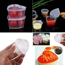 25/50pcs,Heart-Shaped Sauce Container, Transparent Plastic Storage Box With Lid, Scratch-Resistant, Leak-Proof, Food-, Uncoated, Portable Snack Dispenser Set