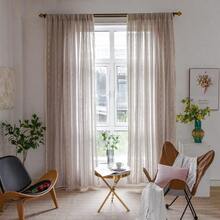 Cortinas de lino de 84 pulgadas de largo con bordado a rayas de estilo rústico para la sala de estar, con flecos bohemios para el dormitorio, filtrando la luz, juego de 2 paneles con bolsillo para barra, 52 An x 84 L, color caqui - Bordado caqui - Ver 8