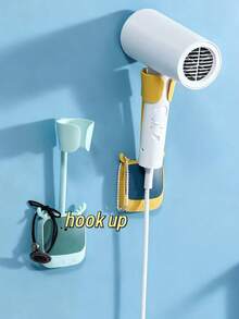 免提吹风机支架带收纳挂钩，无需打孔，解放双手，背胶悬挂，360°可调节免提吹风机支架，电线收纳，无需打孔即可壁挂，适用于浴室、卧室等场景，浴室用品 - 吹风机支架，也适用于宠物洗澡和吹干毛发 - 彩色 - 查看 3