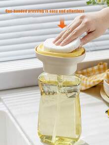 2个/1个洗洁精分配器，家用厨房创意洗洁精分配器，单手按压式便捷分配器，定量分配，安装简便，带孔托盘方便快速沥水，可拆卸设计方便清洗，适用于各种清洁用品，如海绵、钢丝绒、抹布、湿巾等。