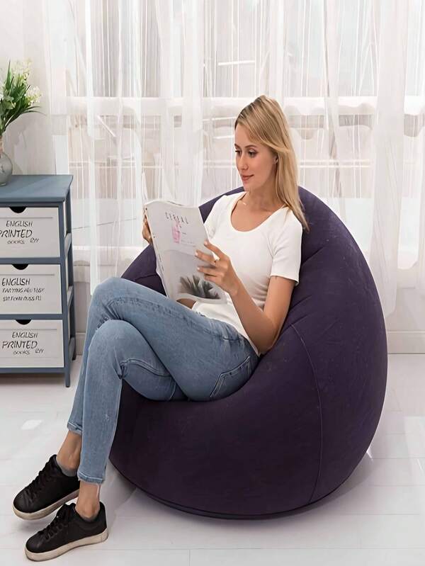 Inflatable Single-Person Garden Sofa Chair - Durable Foldable Outdoor Leisure Sofa Bed With Backrest, Multi-Functional For Room Use, Available In Multiple Colors. Suitable For Outdoor Activities, Beach, Hiking And Music Festivals, Thicker And Sturdier Design For Backyard, Beach, Camping And Other Occasions.