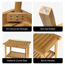 Shower Bench Wood Water Proof Ergonomic Shower Stool With Storage Shelf For Bathroom Spa Wood Color - Orange - View 2