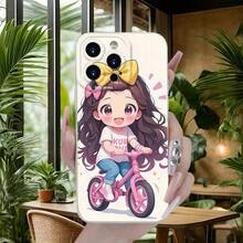 Funda de Teléfono Blanca a Prueba de Golpes con Patrón de Chica Linda Fresca Minimalista Creativa y Moderna para Modelos de  Incluyendo 16E, 16, 16PRO, 16PLUS, 16PM, 15, 15PLUS, 15PRO, 15PROMAX, 14, 14PLUS, 14PRO, 14PROMAX, 13, 13Mini, 13PRO, 13PROMAX, 12, 12Mini, 11, Plus, Pro, Max, 7, 8, SE, XS, XS MAX, 7P, 8P (Regalo de Cumpleaños, Pascua, Regalo de Día Familiar, Regalo Sorpresa para Amigos, Familia, Novia, Novio) - Blanco - Ver 1