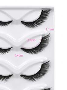 Manga Lashes 5对狐狸眼猫眼假睫毛，卷翘蓬松，貂毛睫毛，睫毛嫁接，自然外观，适合日常妆容，打造浓密魅惑的睫毛效果 - 狐狸眼睫毛 - 查看 2