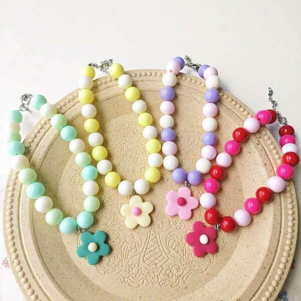 1 colar para animais de estimação com pingente de gato e cachorro, cor de macaron, pingente floral para cães e gatos pequenos