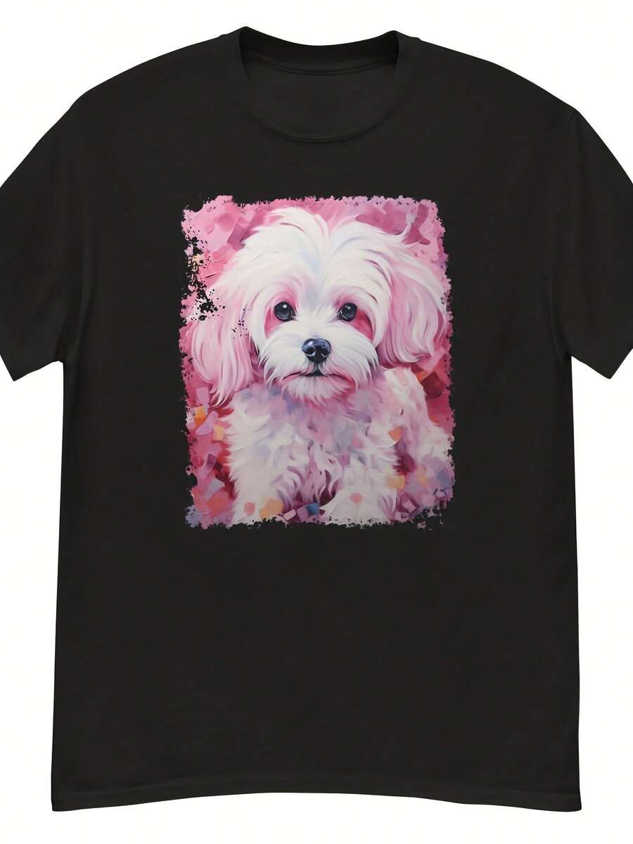 Maltese Dog Pink T-Shirt - Style 19 - View 1
