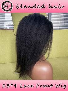 الشعر المخلوط مصنوع من شعر بشري مختلط مع ألياف اصطناعية وخيوط بروتين، باروكة أمامية من الدانتيل مستقيمة مجعدة مسبقة النتف 13x4 باروكة أمامية من الدانتيل اصطناعية للنساء السود، باروكة اصطناعية طويلة ناعمة وطبيعية كشعر بشري مخلوط أسود طبيعي