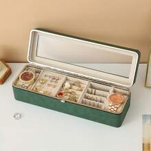 6-Slot Watch Box, Leather Watch Display Case With Glass Cover And Security Lock, Unisex Jewelry Storage Box, Premium Watch Organizer, Leather Watch Travel Case, Green Back To School Season