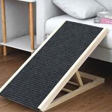 Adjustable Heights Dog Pet Ramp Foldable Stairs Non-Slip Ramp For Car Bed Sofa With 2PCS Hair Remover - Wood Color+Dark Gray - View 4