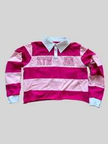 Vintage College Style Contrasting Men's Striped Polo Shirt Lapel Single-Breasted Chest Three-Dimensional Letter Embroidered Loose Top - Bột XHytlpueF - Xem 2