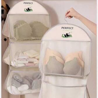 Bolsa de red de almacenamiento colgante multifuncional para calcetines y ropa interior, organizador colgante para sostenes, ropa interior, calcetines, para colgar en la puerta trasera/lateral del armario, bolsa de almacenamiento de tela con múltiples compartimentos y malla colgante para dormitorio, armario del dormitorio, solución de almacenamiento colgante ahorradora de espacio con múltiples tamaños disponibles