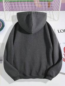 2025 Fun Portrait Animal Flower Letter Creative Pattern Print Women's Fashion Hoodie Sweatshirt, Drawstring Hooded Pullover Sweatshirt, Casual Loose  Pocket Hoodie, Fleece-Lined Autumn Winter Fashion  Women's Clothing Soft And Breathable - 深灰色 - 查看 2