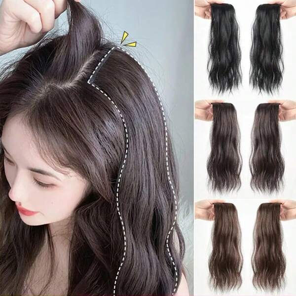 LYSW 2pcs/Set Water Wave Invisible Natural Realistic Hair Extensions, Volumizing Curly Hair Topper, Clip-In Hair Pieces, HA2853, Claw Clips, Hair Slide, Hair Barrettes