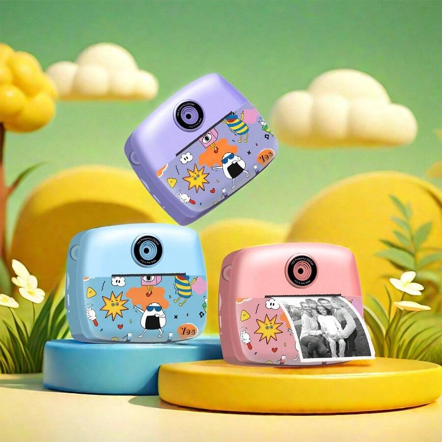 PoddyPony 2.4英寸屏幕数码相机玩具，即时打印，益智拼图，3-12岁男孩女孩最佳圣诞节/生日礼物，儿童相机，圣诞节，即时相机，儿童智能手机，儿童热成像相机