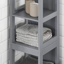 SoBuy FRG126 浴室高櫃 浴室家具 浴室 浴室置物架 附腳墊 白色 約：30x144x30cm - 灰色 - 查看 5