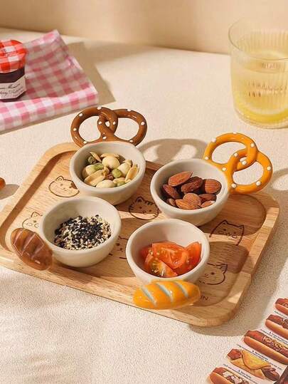 1pc Creative Dipping Sauce Dish, High-Aesthetic Bread Shaped Condiment Dish, Household Dipping Plate, Exquisite Afternoon Tea Dessert Plate, Snack Plate. Suitable For Restaurants, Living Rooms, Cafes, Dessert Shops, Offices.