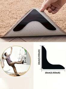 4/16pcs Non-Slip Carpet Grippers, Suitable For All Types Of Carpets. Made Of Washable PU Material, These Reusable Carpet Fasteners Effectively Prevent Carpet Shifting And Curling. - Multicolor - View 5