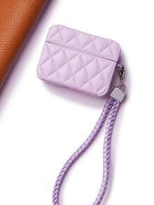 1 件格纹皮革 Pro 4/3/2 耳机盒，柔软优质 - 紫色 - 查看 9