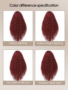 13x6 Lace Front Wig 24 Inch Synthetic Lace Wig Water Wave Wig Deep Hair Natural Fashion Curly Hair Wine Red Rust Brown Synthetic Heat Resistant Fiber Suitable For Women's Daily And Holiday Party Wear - Multicolor - View 10