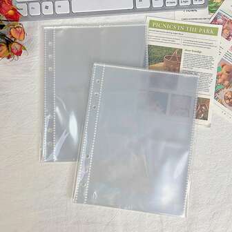 10张A5尺寸透明PP活页内芯，实用六孔设计，兼容卡片和贴纸收纳册