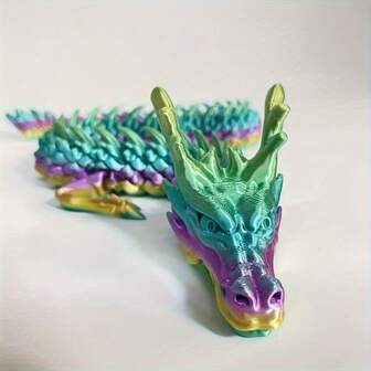 1pc 30cm (11.8in) Articulated Dragon Figure - TPU Material, Posable Dragon Figure With Movable Legs, Arms And Neck - Vibrant Purple/Pale Green/Blue/Pink Mixed Rainbow Color Options, Suitable For Halloween Birthday Party Decorations, Collectible Display Items - Realistic Dragon Image, Fantasy Style, Smooth Texture, Age 14+